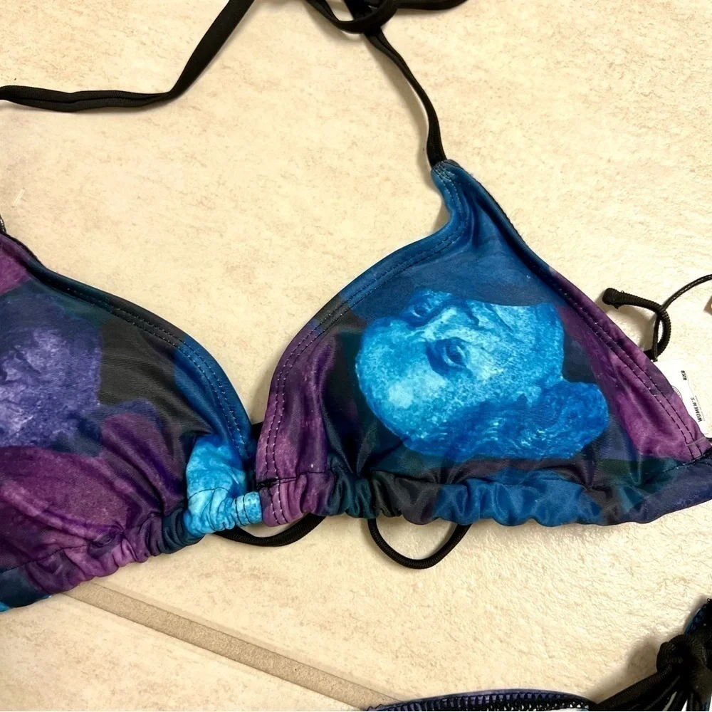 Adüh UPF 50 Benjamin Franklin 2-Piece Bikini Set Blue/Purple/Pink Size M lace up